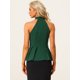 thumbnail image 4 of Chaleco peplum plisado con cuello halter sin mangas de verano para mujer Verde oscuro S, 4 of 5