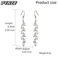 thumbnail image 5 of PYNZY Dangling Earrings for Women Bridal Earrings for Wedding Delicate Leaf Plated White Gold Long Earrings, 5 of 6
