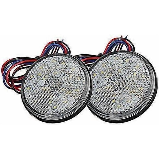LED Trailer Lights, 12V Trailer Tail Light 2PCS Trailer Car LED Round Reflector Brake Light LED Marker Light for Automotive Motorcycle Truck (White)