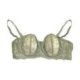 thumbnail image 4 of GEWSEY Women's Half-Cup Lace Bra Sexy Sexy Lace Push Up Support Gathered Bras Underwired Low Cut Mesh Bralettes (Green, 26A-26B), 4 of 4
