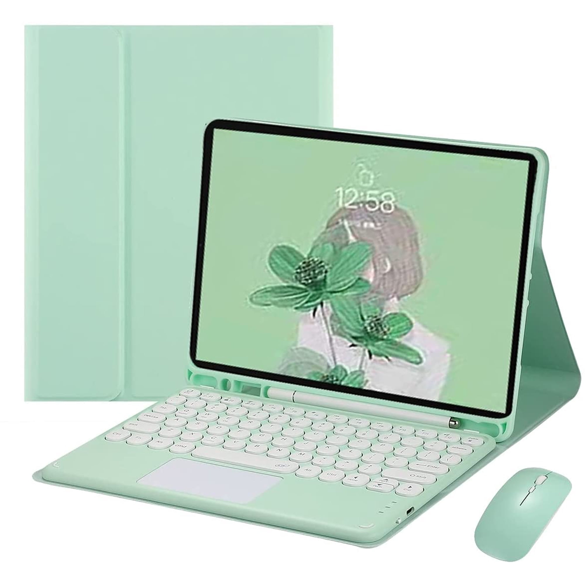 iPad 10th Generation 2022 10.9" Color Touch Keyboard Case with Bluetooth Mouse Cute Round Key TouchPad Detachable Keyboard for iPad 10