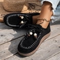 thumbnail image 3 of Rokment Womens Vintage Boho Beach Walking Shoes Wide Width Comfortable Beads Casual Suede Arch Support Mary Jane Cork Footbed Platform Oxfords Dress Fashion Sneakers Black Size 6, 3 of 8