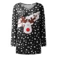 thumbnail image 4 of Camisas informales de manga larga para mujer, jersey, túnica suelta, blusa con cuello en V y estampado navideño Fridja fhghd2719, 4 of 8