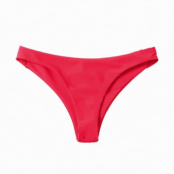 Women's Bikini Bottoms High Cut Swimsuit Bottom Solid Color Mid Waist Swim Bottoms