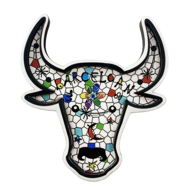 Imán para nevera con forma de mosaico 3D con forma de cabeza de toro, colorido