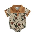 thumbnail image 6 of Douhoow Western Baby Boy Romper 3 6 12 18 Months Infant Boys Short Sleeve Cow Print Lapel Bodysuit Summer Newborn Clothes 0-18M, 6 of 8