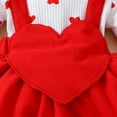 thumbnail image 6 of Owordtank Baby Girl Valentines Outfit Ruffles Long Sleeve Heart Print Romper Dress Newborn Valentines Day Clothes, 6 of 8