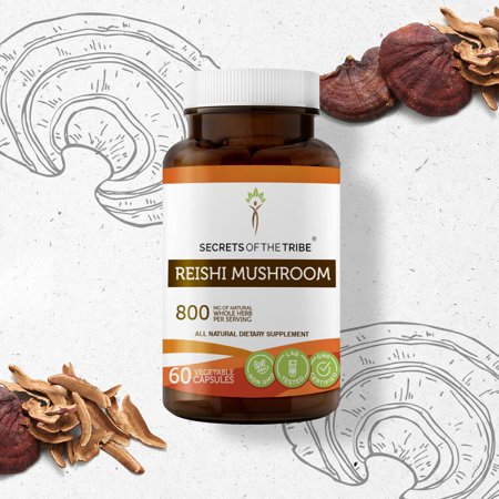 Secrets of the Tribe Reishi Mushroom 60 Capsules, Organic Mushroom Ganoderma Lucidum Contains a High level of Antioxidants 400 mg