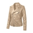 thumbnail image 6 of WRFWUL Womens Faux Leather Moto Jacket Zip Up Lapel Collar Long Sleeve Biker Coat Fall Winter Casual Trendy Outerwear, 6 of 7