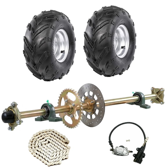 44" ATV Go Kart Rear Live Axle Kit   Brake Assembly   16x8-7" Wheels Tire 4 Stud Wheel Hub 530 Sprocket DIY Parts for Drift Trike Quad Golf Cart 4 Wheelers
