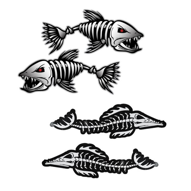 Waterproof Self-adhesive Skeleton Alligator Fish Bs Decals Funny Stickers  for Kayak Canoe Dinghy Fishing Boat 