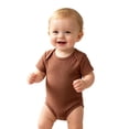 thumbnail image 4 of MEZZALL Child Boys Bodysuits Breathable Soft Short Sleeve Envelope Neck Baby Romper Solid Color Crew Neck Adorable Onesies, 4 of 5