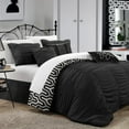 thumbnail image 2 of Chic Home Lester 11-Piece Reversible Ruffled Set, King, Black, 2 of 11