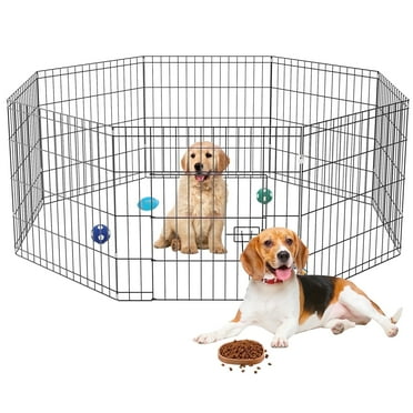 ZephyPaws Octagonal Metal Dog Playpen,8Pack 24inch Foldable Dog Pen,Puppy Playpen for Indoor Black