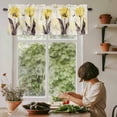 thumbnail image 4 of Yellow Floral Valances for Windows, Rod Pocket Kitchen Valance Curtains - Soft & Washable Small Window Treatment for Living Room, Bathroom, Vintage Butterfly Flowers 54x18inch, 1 Panel, 4 of 9