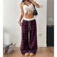 thumbnail image 4 of Pantalones de pijama a cuadros for mujer, pantalones casuales holgados con cintura elástica, cómodos pantalones de salón, pantalones holgados for dormir con bolsillos, 4 of 7