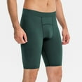 thumbnail image 2 of USNSM Mens Solid Color Fitness Training Shorts with Zip Pocket Cool Running Compression Underwear Athletic Workout Shorts Green M, 2 of 5