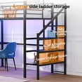 thumbnail image 4 of Zimtown Full Loft Beds with Desk with 15" Height Guardrail, Bunk Bed Frame with Storage Step Ladder Bedroom Dorm Room, Black, 4 of 9