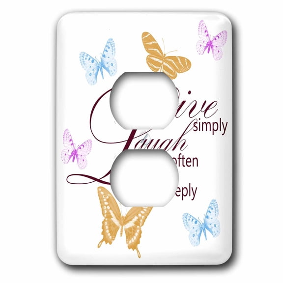 3dRose, Live, Laugh, Love with Pretty Butterflies, 2 plug outlet cover