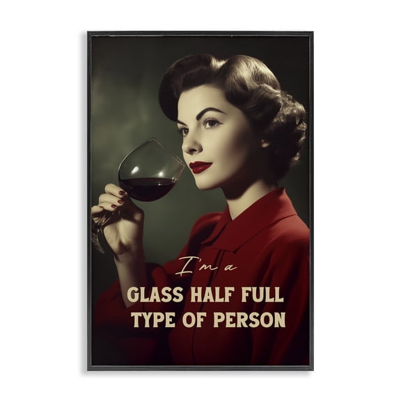Stupell Industries Shabby Chic Glass Half Full Person Black Framed Giclee Art, 12 x 18, by Andreas Magnusson