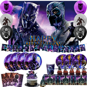 Black Panther Decorations,112pcsBlack Panther Party Decorations & Black Panther Tableware set-Black Panther Birthday Plates Napkins