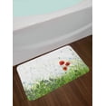 thumbnail image 2 of Dragonfly Bath Mat, Illustration of Meadow Field A Single Fleur-de-lis on Distressed Grunge Background, Non-Slip Plush Mat Bathroom Kitchen Laundry Room Decor, 29.5 X 17.5 Inches, Green Red, Ambesonne, 2 of 2