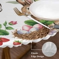 thumbnail image 3 of Spring Easter Round Tablecloth, Fitted Table Cover with Elastic for 45"-54" Round Tables, Country Bunny Chick Floral Butterflies Watercolor Table Cloth Outdoor Dinning Party Waterproof Tablecloths, 3 of 7