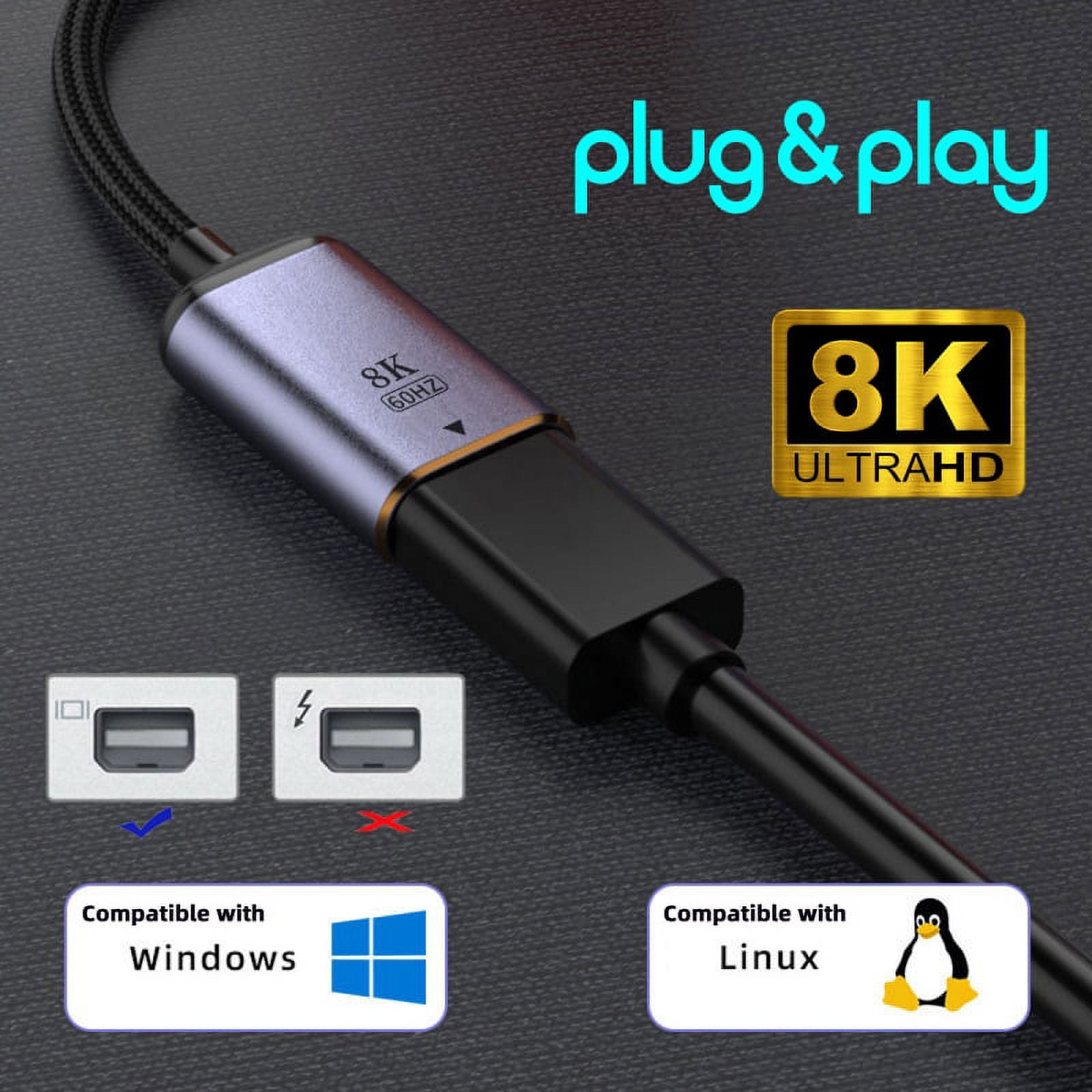 CY USB-C Type C Female Source to Mini Displayport DP 1.4 Sink HDTV Cable 8K@60hz 4K@120hz for Tablet Phone Laptop