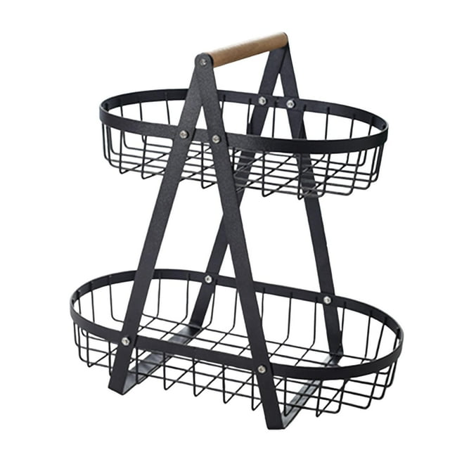 Cesta de Frutero Gloria Soporte de Cesta de Frutas Desmontable de 2 Niveles Negro