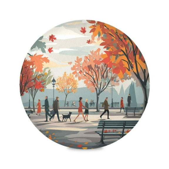 Round Placemat Heat Resistant & Wrinkle-Free Dining Table Decor Placemat For Home & Weddings Autumn Park