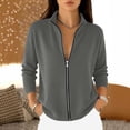 thumbnail image 6 of Zxlsdmn Zip Up Cardigan Sweater for Women Comfy Stand Collar Cardigans Casual Long Sleeve Solid Color Jacket Sweaters Fashion Fall Winter Clothes M, 6 of 9