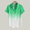 thumbnail image 3 of Rloper-Lop Mens Tropical Print Blouses Short Sleeve Button Down Lapel Tops Fit Tunic Gradient Color Tees Beach Holiday Wear T Shirts, 3 of 5