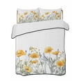thumbnail image 2 of Quilts Full Size, Yellow Spring Floral Soft Comforter Bedding Set for Bed, Watercolor Summer Botanical Lightweight Quilted Bedspread with Pillow Cover(2 Pieces) for All Season, 78x90 Inch, 2 of 6