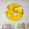 thumbnail image 2 of Designart 'Vintage Yellow Worldmap ' Modern wall clock, 2 of 6