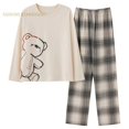 thumbnail image 2 of Conjuntos de pijamas de manga larga para mujer, ropa de dormir informal de dibujos animados, de punto, de algodón, para el hogar, para primavera y otoño, M-XXXL, 2 of 4