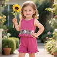 thumbnail image 2 of Xyant Toddler Baby Girl Clothes Knit Floral Fly Sleeve Tops Shorts Cute Summer Spring Outfits Infant Baby Girl Clothing Set (Hot Pink,12-18 Months), 2 of 7
