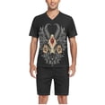 thumbnail image 5 of joogoo Men's Pajama Set Cool Goat Skull V-Neck Pj Shorts Set 2 Piece Loungewear Sleepwear S, 5 of 7