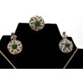 thumbnail image 2 of Deep Green Crystal 4 Piece Antique Bronze Gold Anti-Tarnish Necklace Earring Ring Jewelry Set J-268-J4, 2 of 10