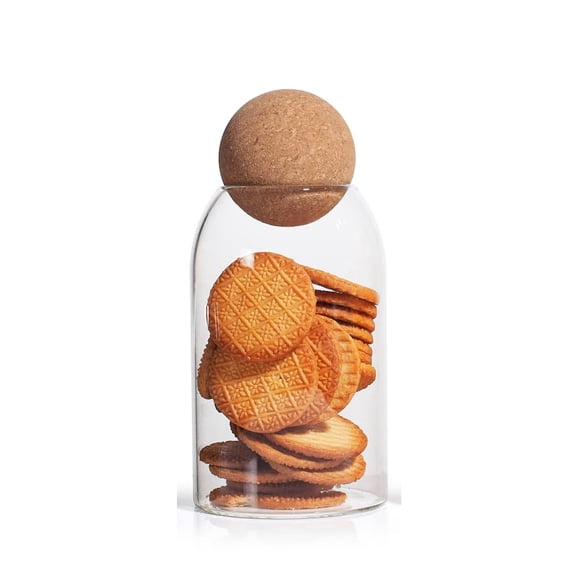 Tarro de vidrio IVAILEX con tapa de corcho, 700 ml/24 oz, para caramelos, té y café