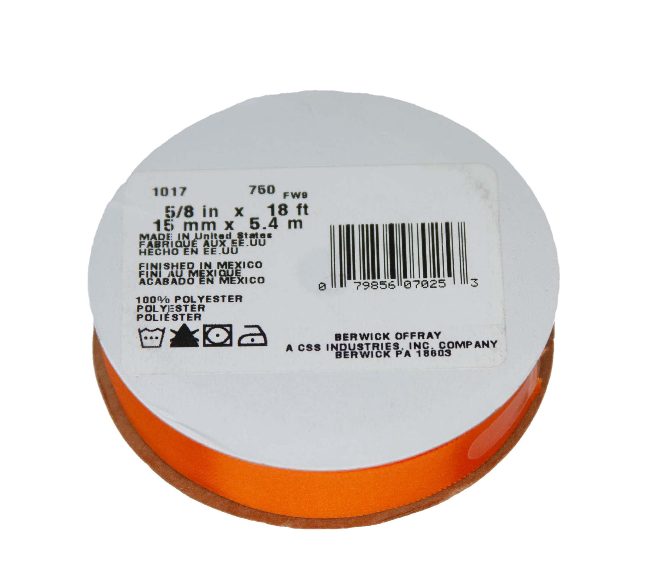 (3 pack) Offray Ribbon, Single Face Satin Ribbon, Torrid Orange, 5/8" x 18 feet, Polyester Ribbon, 1 Each