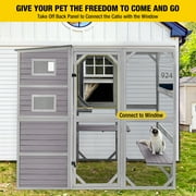 Aivituvin Large Cat Catio 4 Tiers Cat Enclosures House for Outdoor Indoor Cats with Weatherproof Roof, 3 Resting Rooms, 3 Platforms, 5 Windows 70 H 77 L