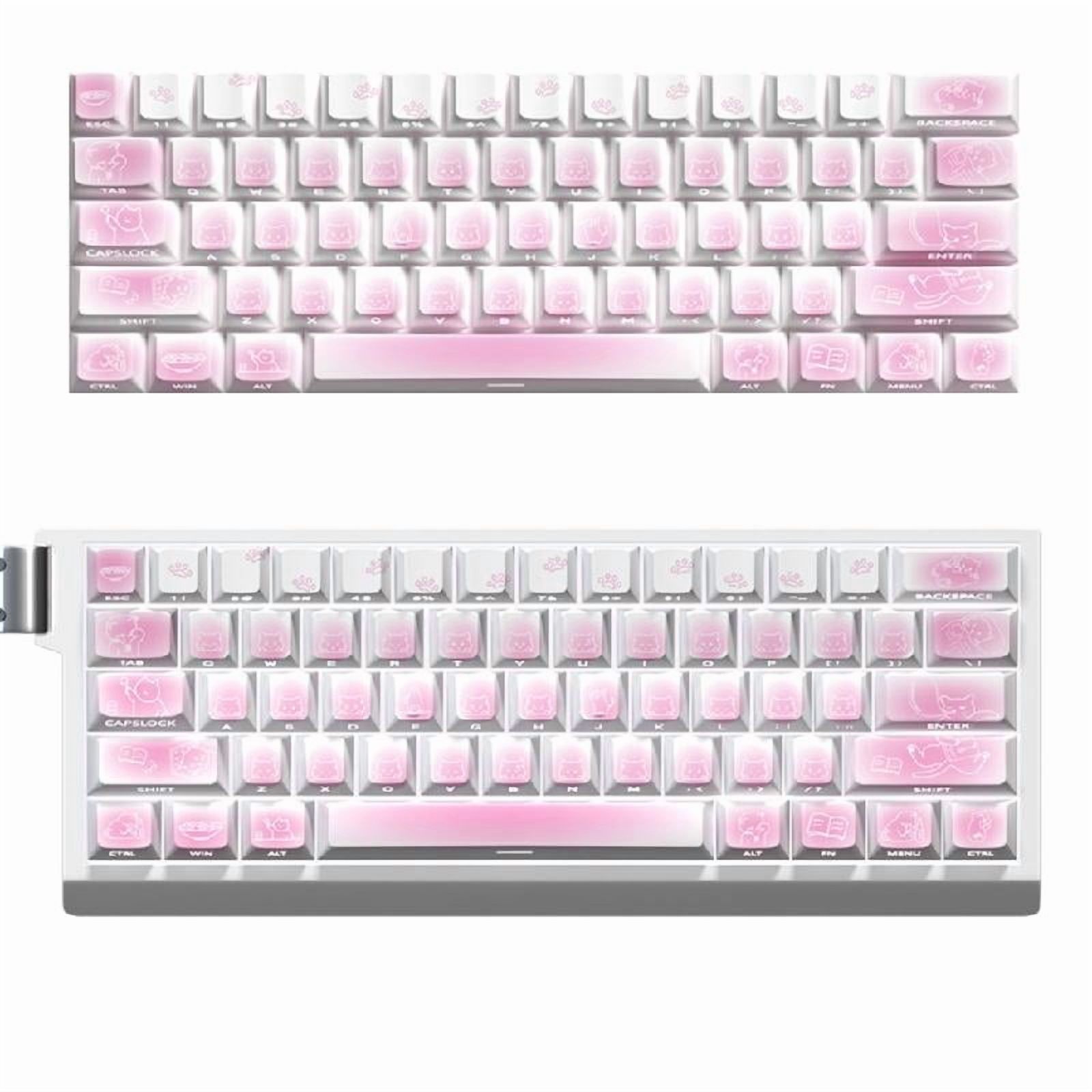 74-Key Keycaps Kitten Themed Side Printed Translucent Keycap Enhances Nighttime Use For Various Mechanical Keyboards
