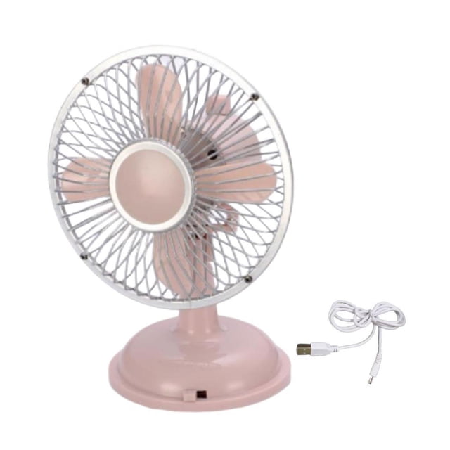 Mini ventilador de escritorio, ventilador personal portátil, ligero, recargable por USB, para dormitorio, silencioso. Rosa claro