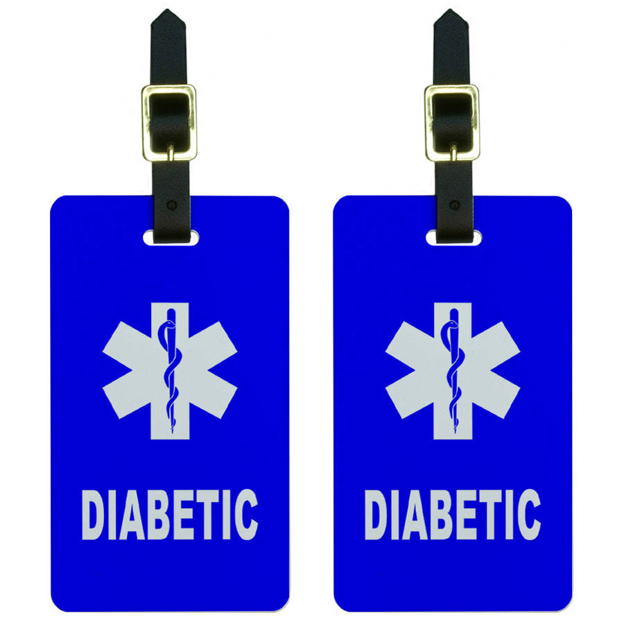 Diabetic Medical Emergency Star Of Life Luggage Tags Suitcase ID Set 