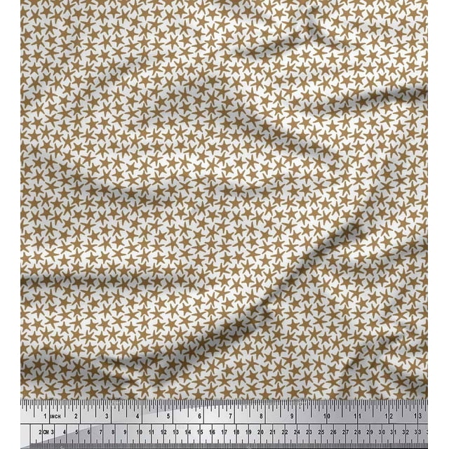 Soimoi Poly Georgette Fabric Stars Star Print Fabric by the Yard 42 Inch Wide