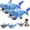 Blue*2, variant on Electric Glowing Swivel Shark, Rechargeable Moving Shark Figure with LED Lights, Music, 360° Obstacle Avoidance and Multi-Joint Wobble Motion, Interactive Crawling Shark for Indoor Outdoor (Grey)