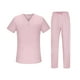 thumbnail image 2 of Conjunto de uniformes de enfermería, conjunto de uniformes de enfermería, mangas cortas, lavables con bolsillos, pantalón suave, ropa de trabajo Rosa claro, 2 of 8