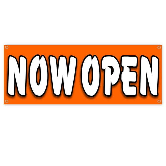 Now Open 13 oz Vinyl Banner With Metal Grommets