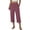 Hot Pink, variant on Women's High Waisted Button‑Accent Elastic Wide Leg Roll‑Up Cuff Cropped Capri Pants with Side Pockets for Casual Daily Summer Wear