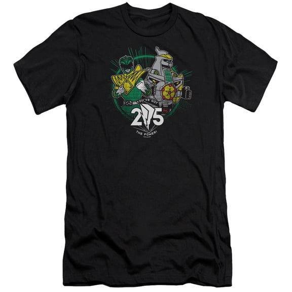 Power Rangers Green 25 Adult 30/1 T-Shirt Black
